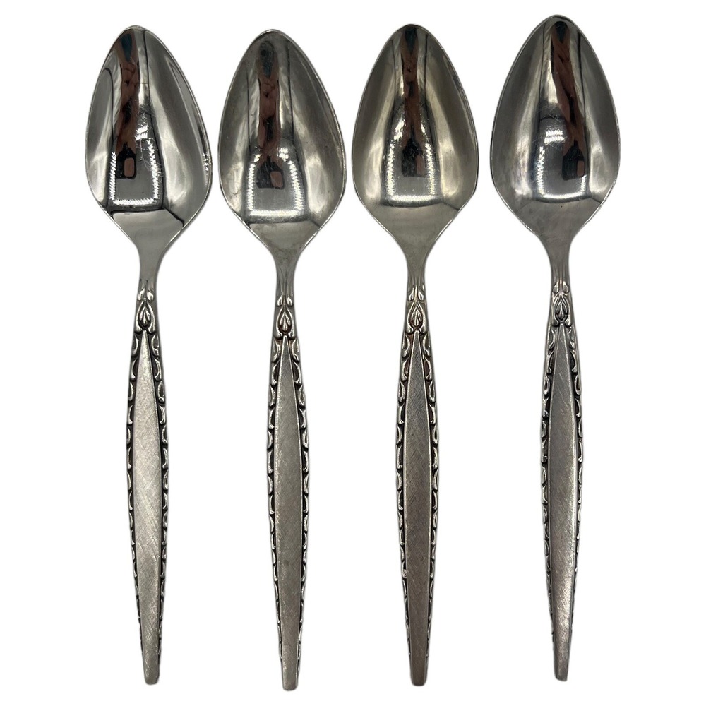4 Oneida Community Venetia Demitasse Spoons Stainless Steel 4 3/8 Espresso‎ USA